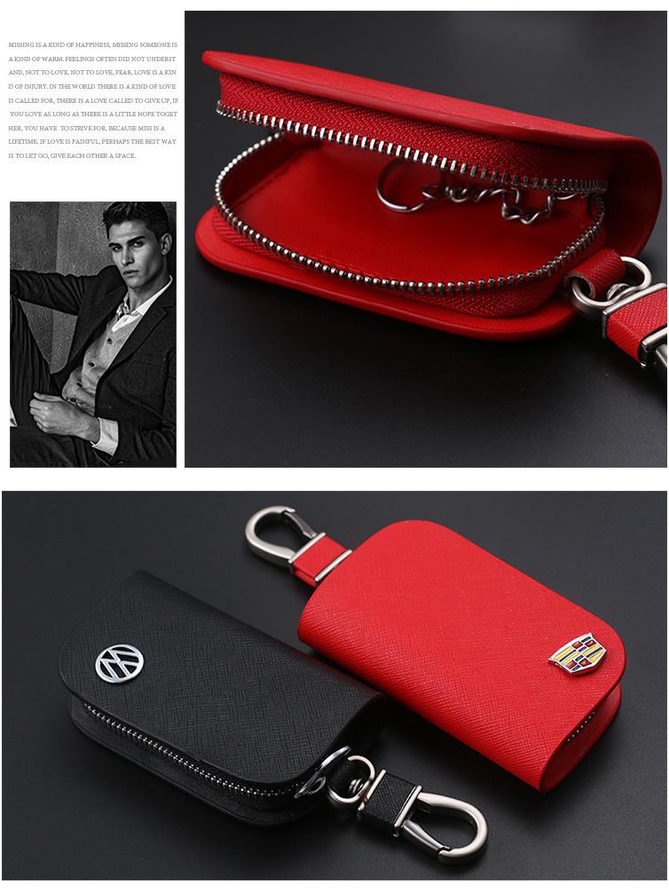 Universal Cross Pattern Car Key Bag with Zipper and Waist Hook