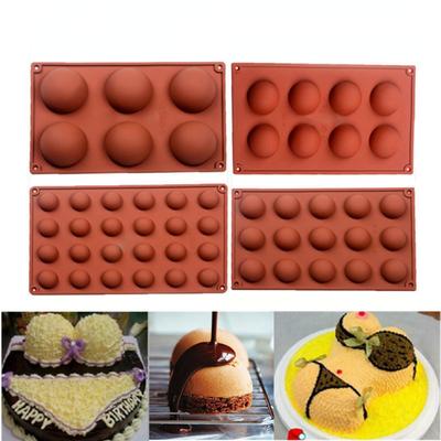 6 sogar 8 sogar 15 sogar 24 Löcher große halbkreisförmige Mousse-Kuchenform kleine halbkreisförmige halbkugelförmige Schokoladen-Silikonform