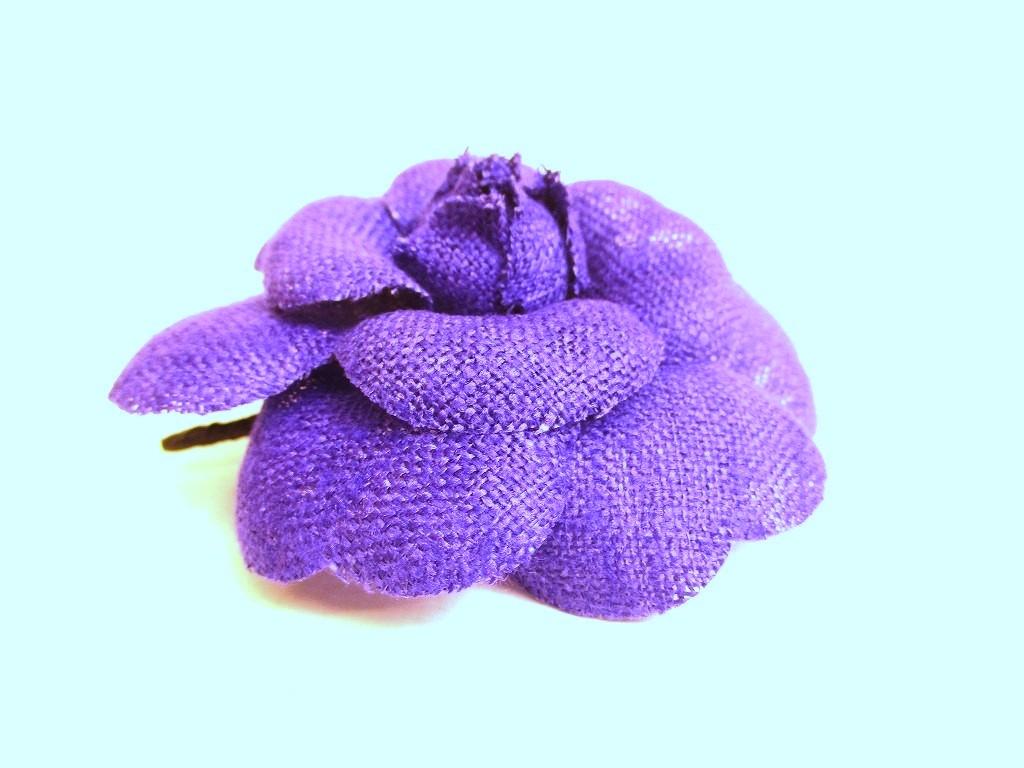 Authentic CHANEL Camelia Purple Fabric Corsage Brooch #b077  Seller refurbished