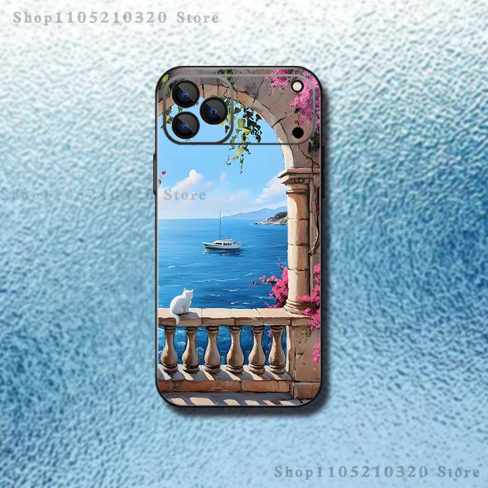 

Artistic drawing cat Phone Case For iPhone 17,16,15,14,13,12,Pro,Max,Plus,E,SE4,Air,Mini Black Soft Box iPhone17promax