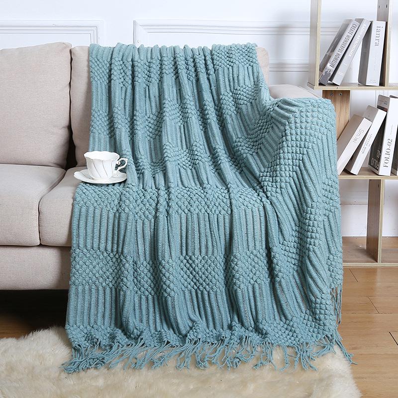 Nordic Tassel Sofa Throw Blanket - Air Conditioning Nap & Hotel Bed Runner, Summer Bed Flag, Bed End Blanket