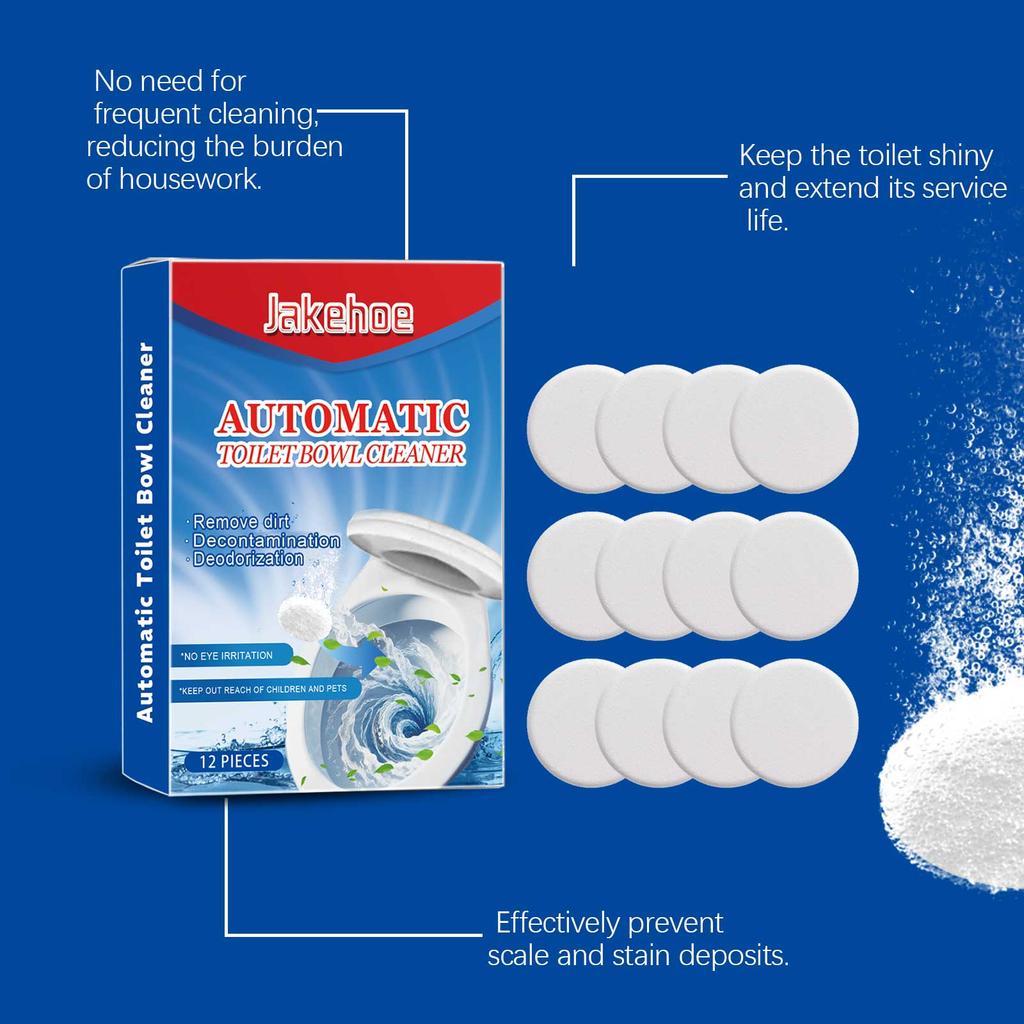 12pcs Oxygen Bleach Toilet Tablets Effervescent Power for Stains Limescale Fresh Scent Deodorizer Non Chlorine Formula Drop Flus
