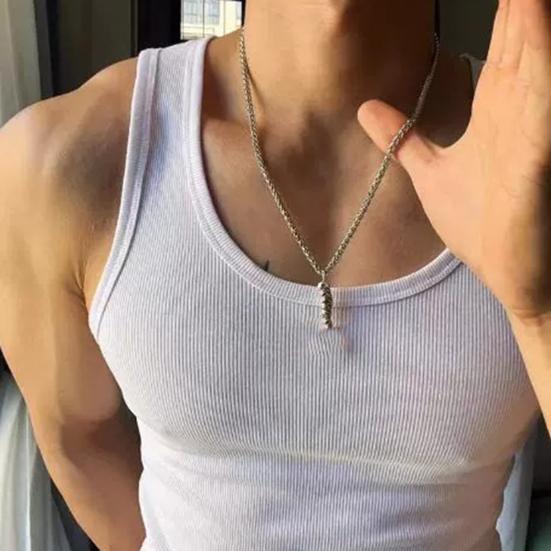 Sommer Herren Weste O-Ausschnitt Slim Fit Elastisch Einfarbig Ärmellos Tanktop