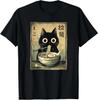 Kawaii Kočka Ramen Retro Japonské Nudle Umělecké Dílo Tričko
