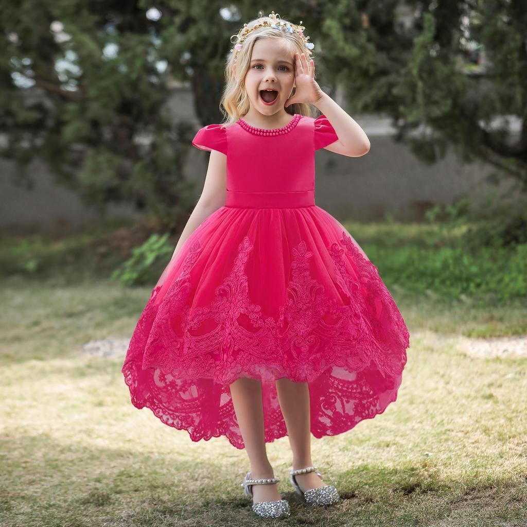 Girls' Lace Mesh Puffy Evening Dress - Baby's First Birthday Princess Skirt