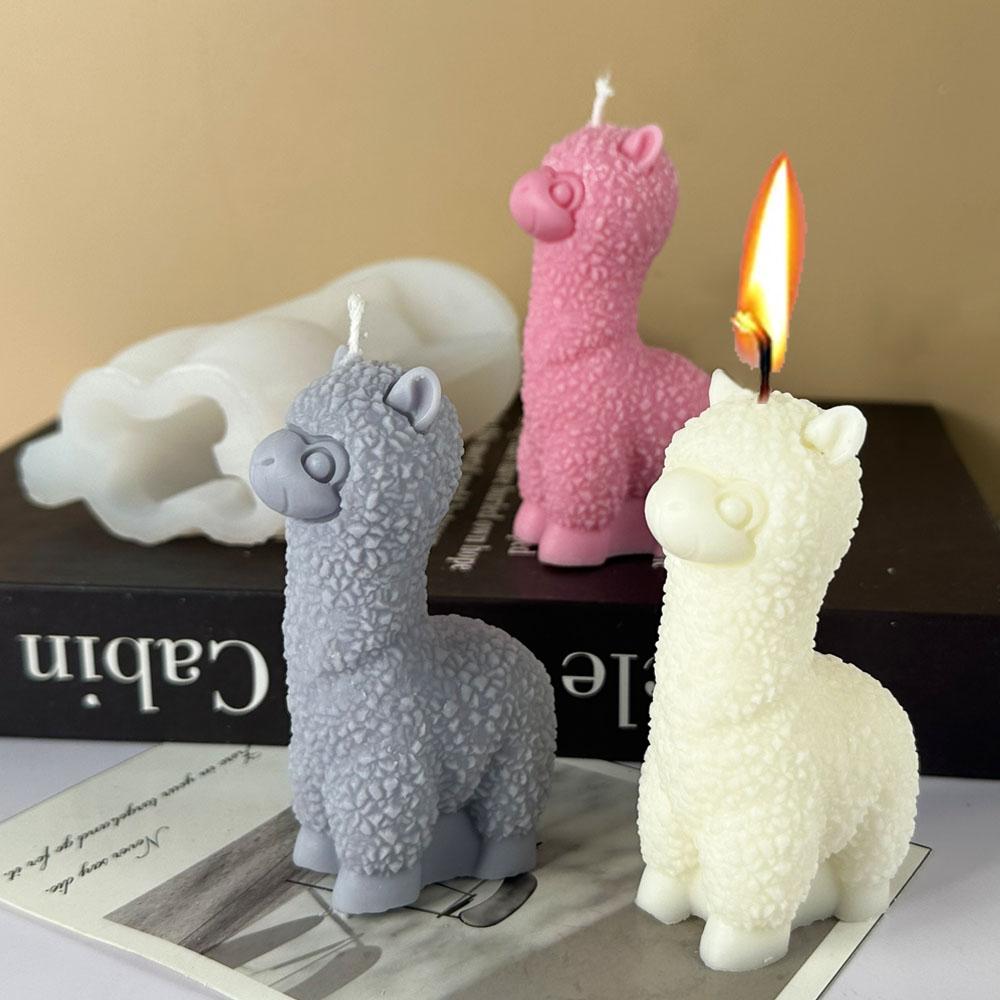 DIY Cute Cartoon Alpaca Silicone Mold New 3D Candle Making Supplies Soap Resin Plaster Mould Festival Gift Home Decora Craft