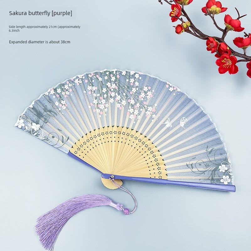 Chinese-Style Folding Fan, Retro Style, Summer Portable Fresh Small Fan, Ancient Fairy-Like Hanfu Dance Folding Fan