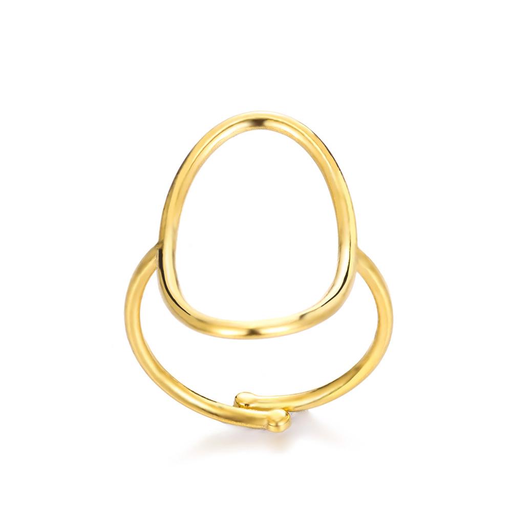 Round Hollow Rings For Women Gold Color Stainless Steel Hoop Open Rings Fashion personality Waterproof Metal Jewelry Accessories