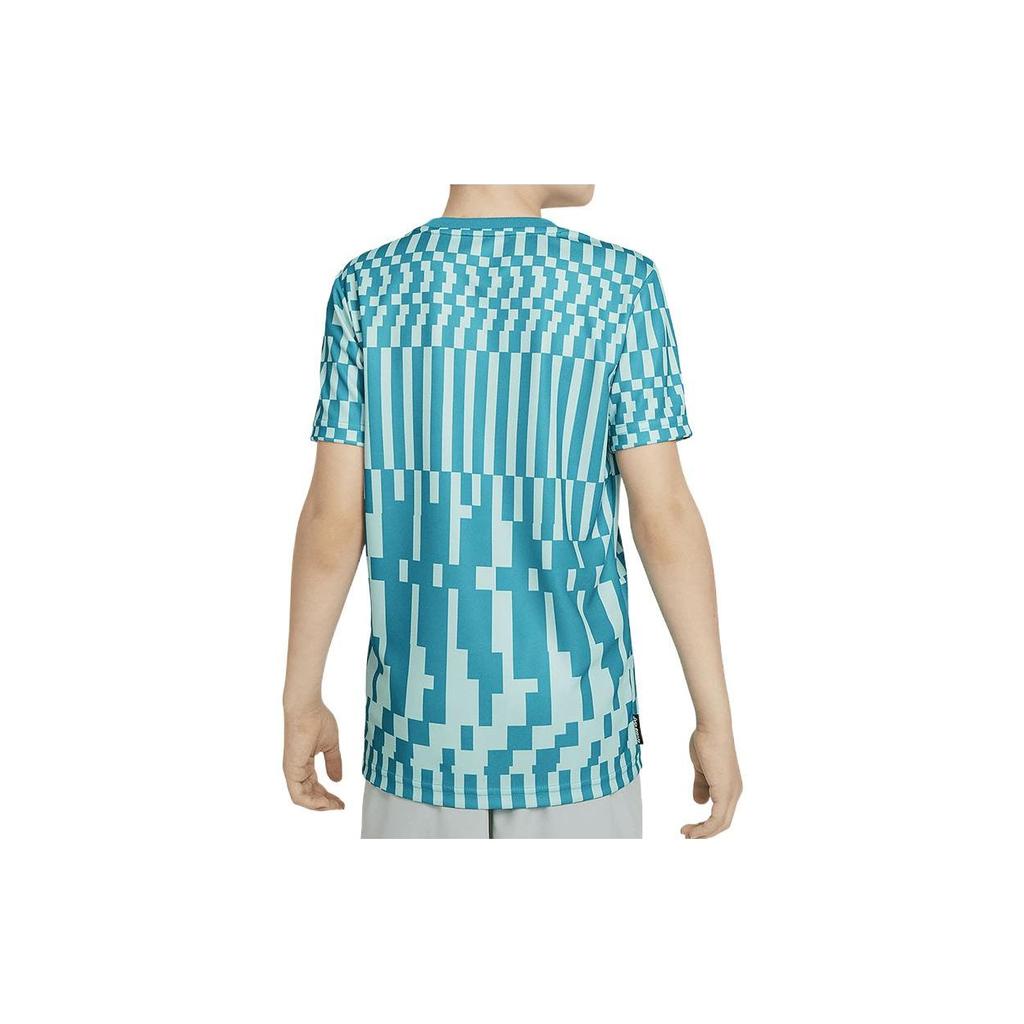 Nike T-shirt z abstrakcyjnym wzorem, okrągłym dekoltem i krótkim rękawem, topy dla dzieci, niebieski CZ0976-382