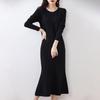 Women's 100% Wool Slimming Over-the-Knee Knitted Dress for Autumn/Winter