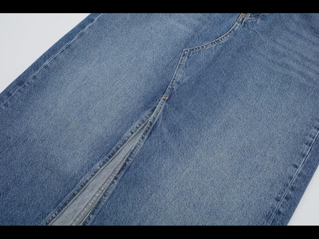 2023 Autumn Women's Denim Boxer Brief Skirt with Front Slit