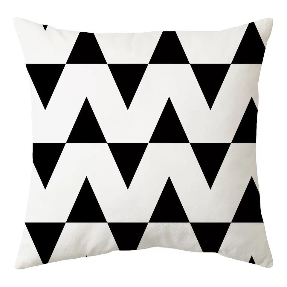 Nordic Black and White Simple Style Geometric Abstract Pillow Case Peach Leather Fleece Home Sofa Pillow Quilt Cushion