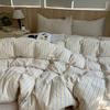 Ins Nordic Bedding Set Striped Pure Cotton Duvet Cover Set Skin-Friendly Single Twin Full Queen Size Flat & Fitted Sheets Set