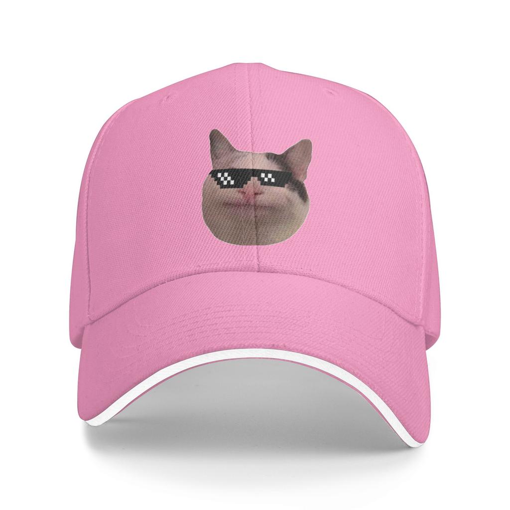 Smiling Beluga Cat Meme Sandwich Caps Unisex Vintage Baseball Cap Internet Viral Joke Adjustable Sports All seasons Hat Adult