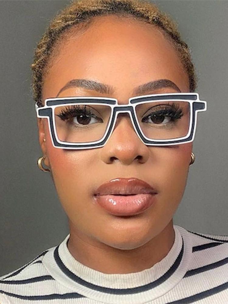 Retro Personality Rectangular Glasses Frame TR90 Eyewear for Women Men Designer Fashion Square Eyeglasses with Pouch Cloth