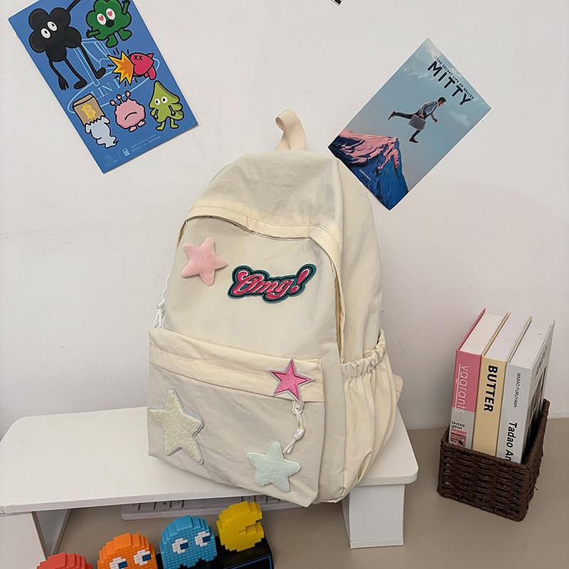 Star Pattern Backpack Large Capacity Shoulders Bag Student Commute Gift Tourism