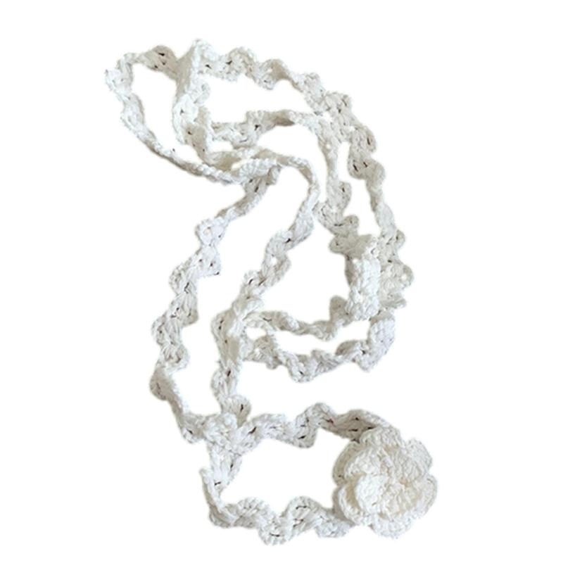 Handmade Crochet Rose Necklace Flower Choker Necklace Women Wedding Necklace for Women Wedding Jewelry Gift