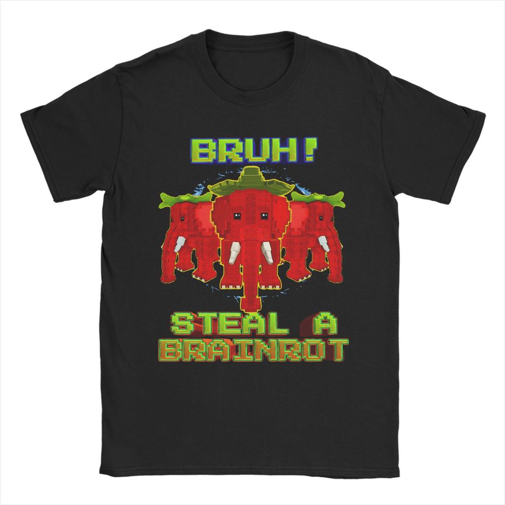 Bruh Yess Noo My Examen Funny Brainrot Steal a Brainrot Tshirts Men Cotton Tops Aesthetic  O-neck Short Sleeve