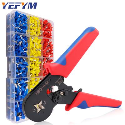 Ferrule Crimp Tool Kit, Square Serrated Self Adjusting Ratchet Wire Terminal Crimper Kit with 1020 Pcs Wire Terminal Crimp Connector Wire End Ferrules