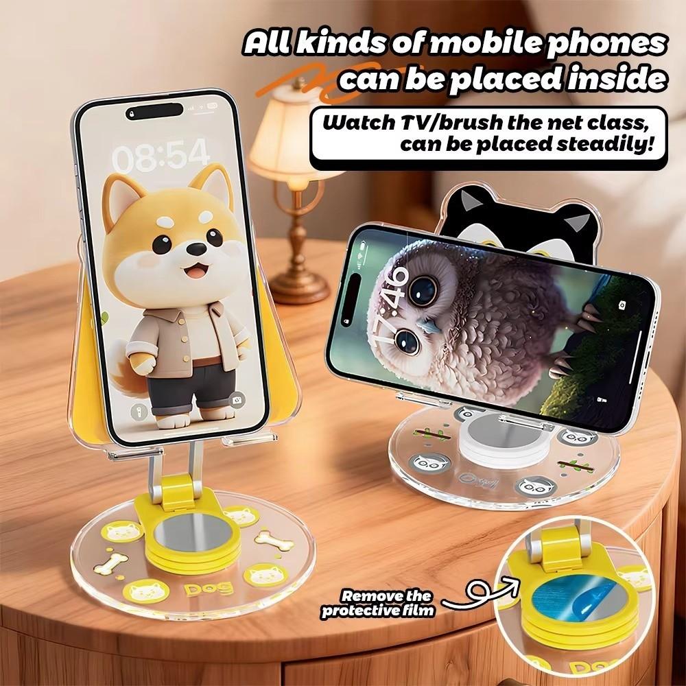 360° Rotatable Animal Phone Stand Acrylic Phone Bracket Cartoon Cell Phone Holder for Tablets