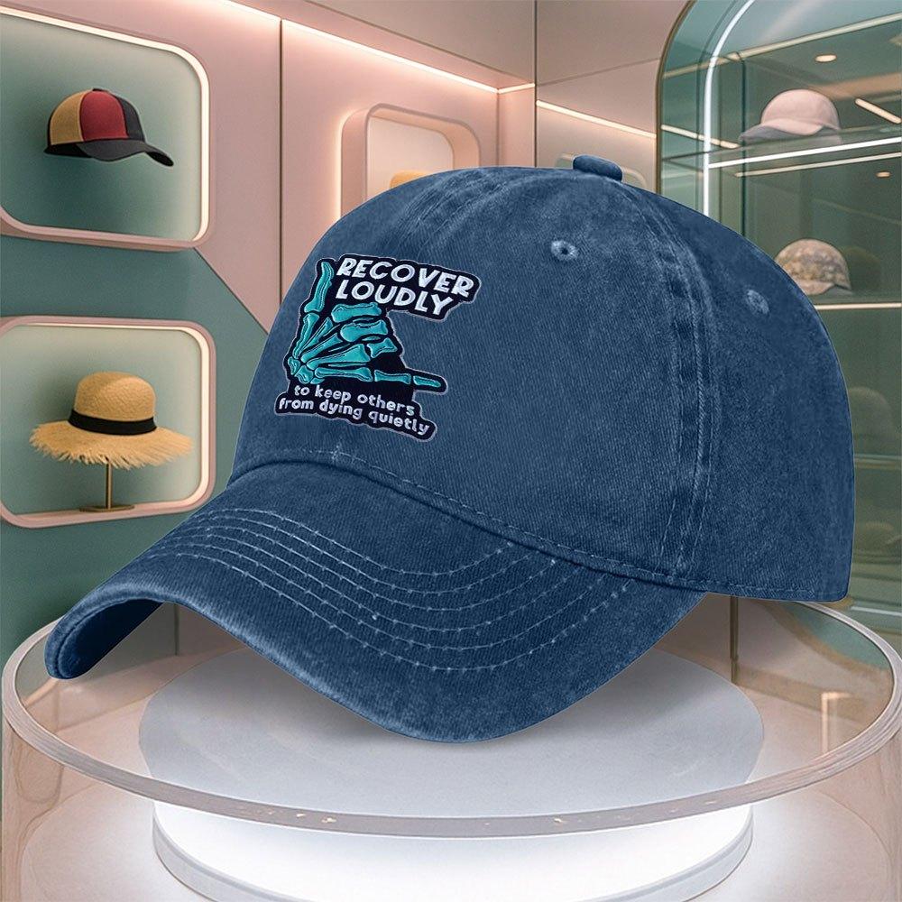 Skeleton Pattern Baseball Cap Recover Loudly Retro Dad Hat Curved Brim Unisex Duck Tongue Hat Multiple Colors
