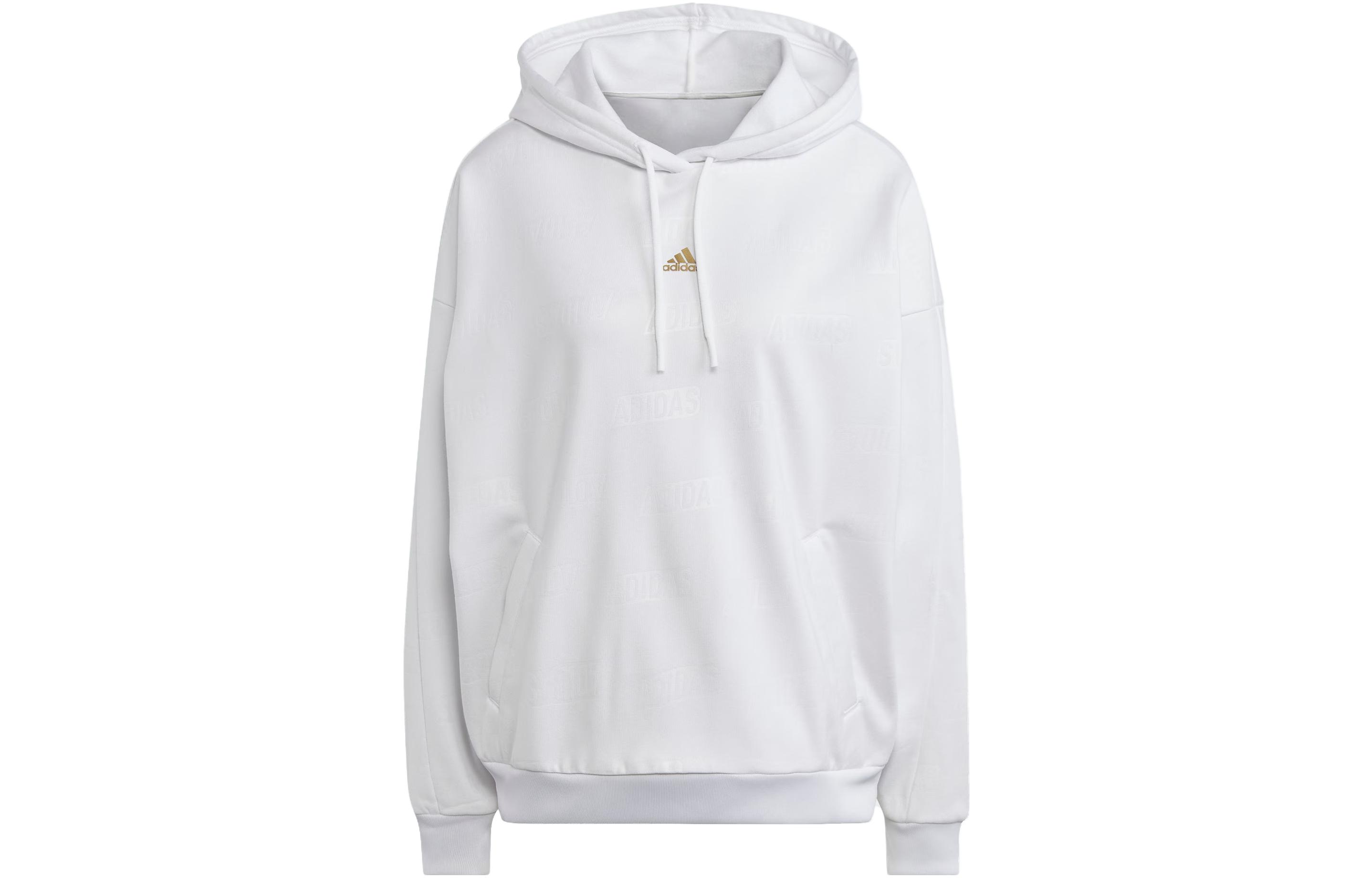 Adidas Embossed Monogram Fleece Hoodie Sweatshirt Women s White IM2587 XL