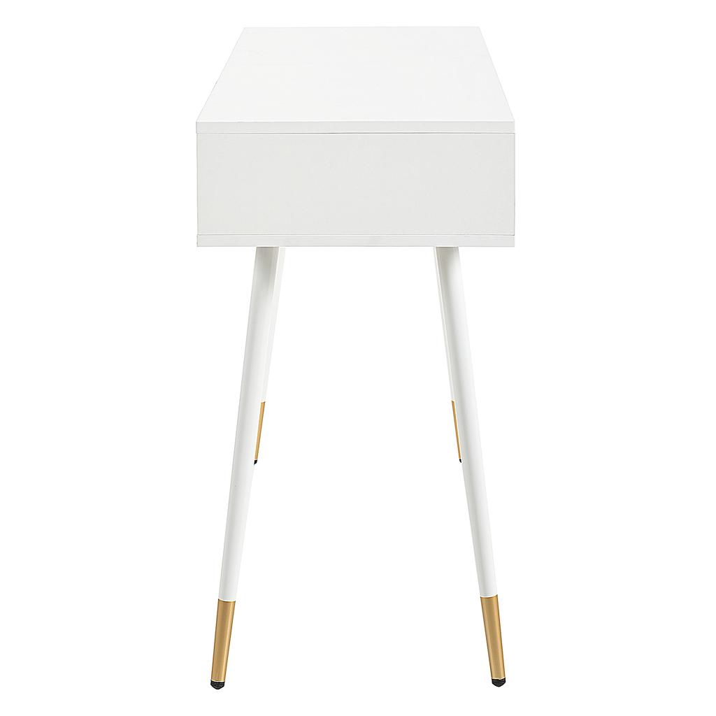 Makeup Table, Dressing Table, Desk with 2 Drawers, Metal Legs, White, Dimensions: H 76 cm × W 100 cm × D 40 cm (without mirror)