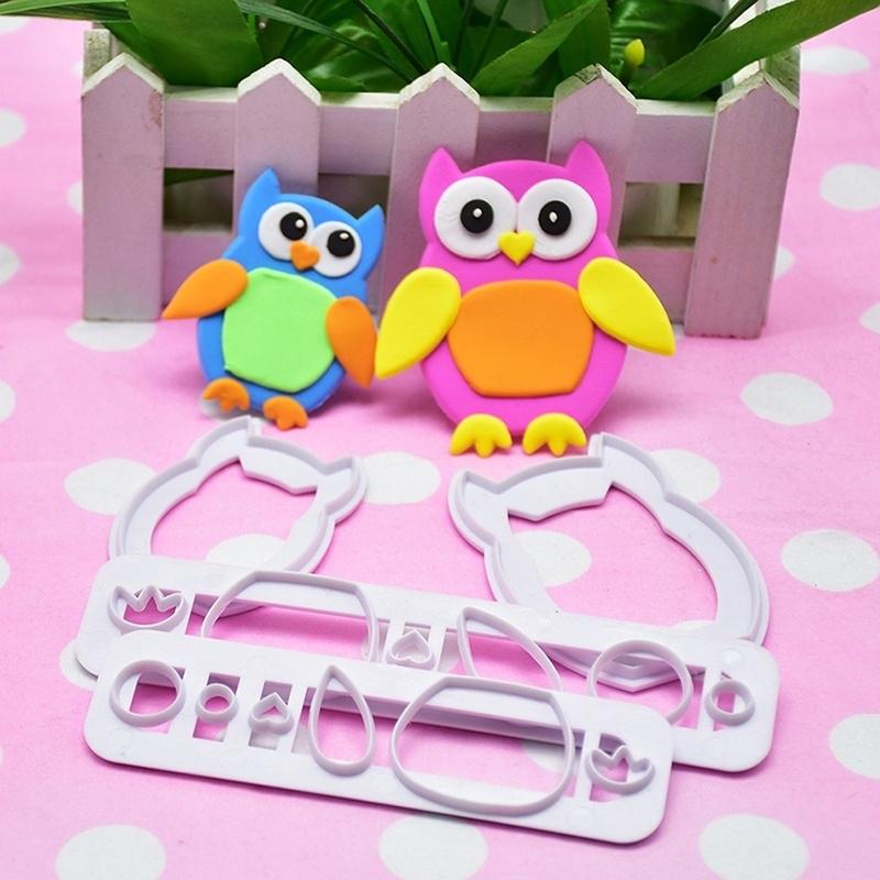 4 шт., формочка для печенья с совой, 4 шт., пластиковая форма для печенья, форма для печенья с помадкой, инструменты для украшения торта «сделай сам», Baki