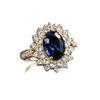 Fine Craftsmanship In inlaying5A Zircon Ring, a Fashionable and Luxurious Piece of Jewelry Featuring a Blue Diamond, a Unique and High-end Accessory