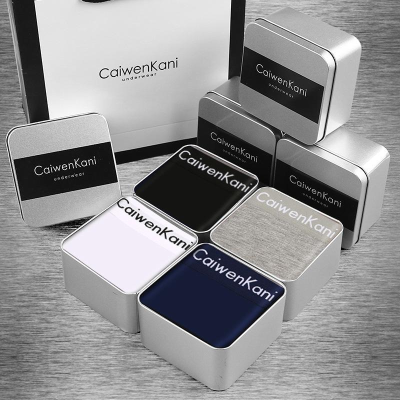 Herren-Boxershorts, atmungsaktiv, aus reiner Baumwolle und Modal, Four Corners Tide Graphene, dünne Jungen-Shorts, Geschenkbox