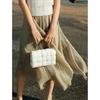 LANGZI High-Waist Irregular Mesh A-Line Midi Skirt