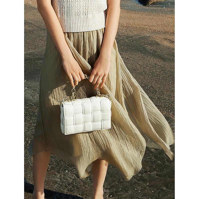 LANGZI High-Waist Irregular Mesh A-Line Midi Skirt