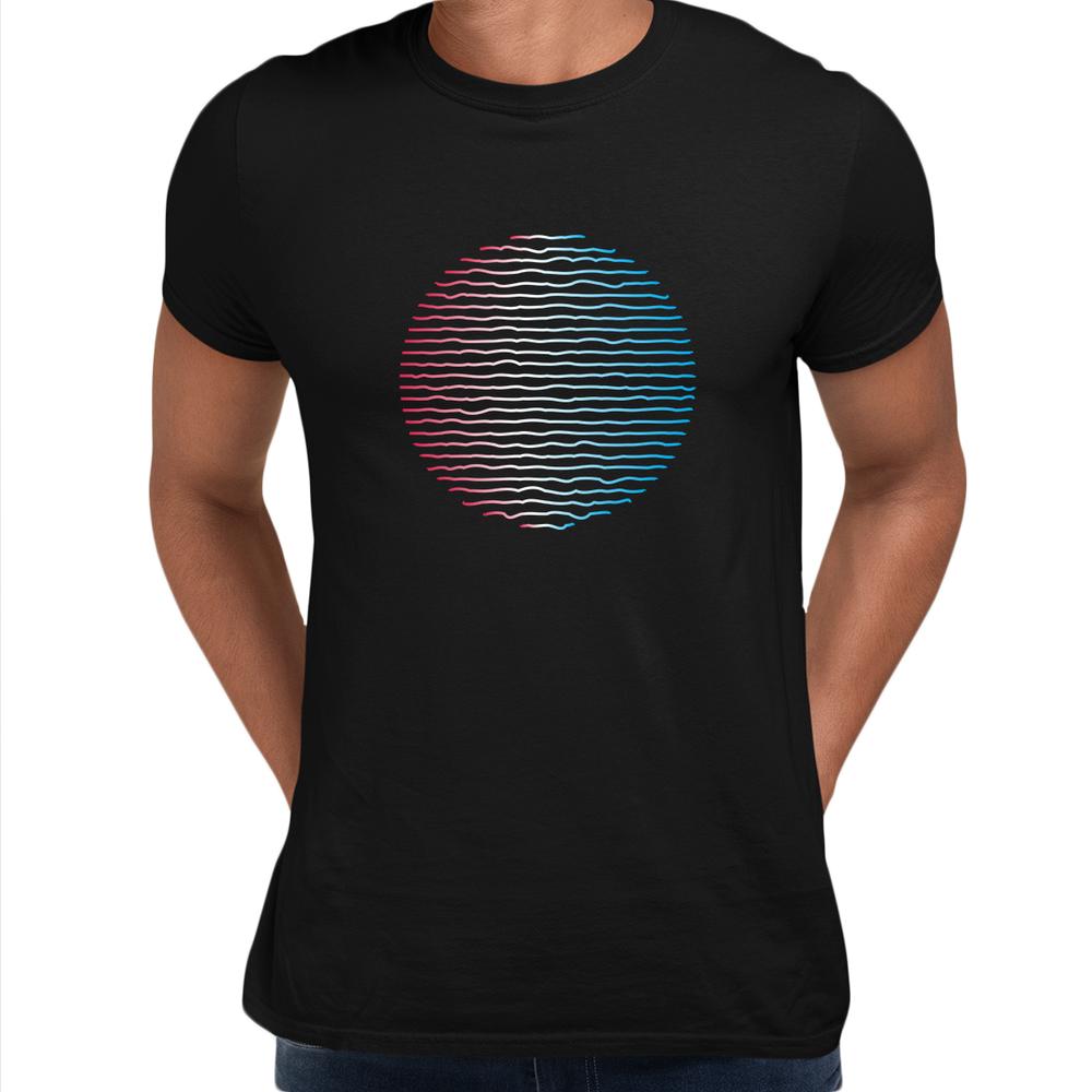 Futuristischer Kreiswellen-Farbverlauf Kugel Flüssig 3D-Defekt Unisex Herren T-Shirt