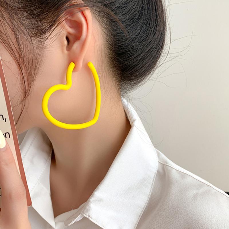 Fashion Geometric Personality Neon Acrylic Big Star Hoop Earring For Women Hollow Heart Earring Jewelry