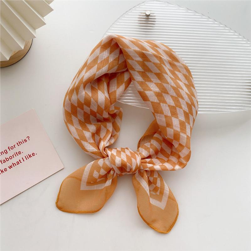 58cm Cotton Linen Women's Scarf Fashion Print for Hair and Neck Square Design