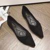 2026 Versatile Women's Black Pointed Toe Flats - Gentle Style with Soft Sole for Spring/Autumn.