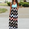 Womens Striped Long Boho Dress Lady Beach Summer Sundrss Maxi Dress Plus Size