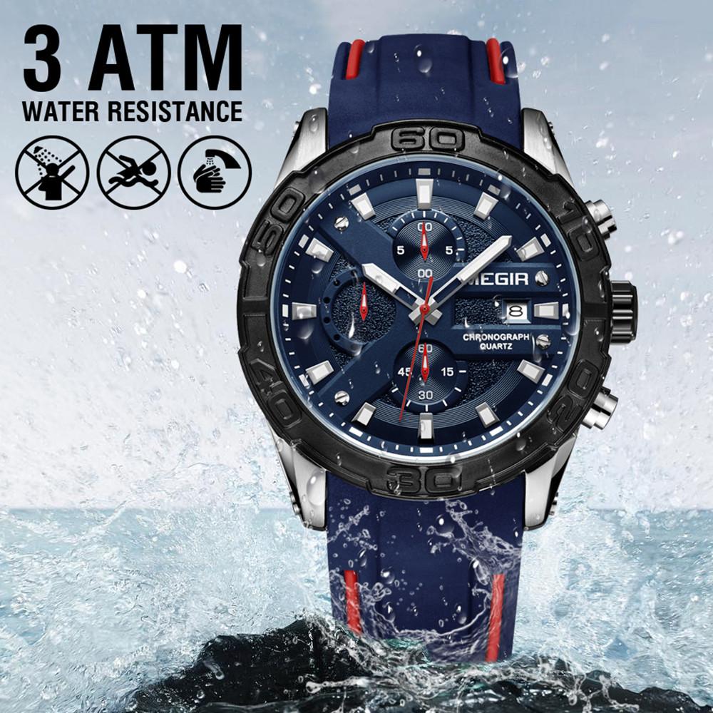 MEGIR Fashion Sport Men Watch Relogio Masculino Brand Silicone Military Watches Clock Men Quartz Wrist Watch Hour Time Saat