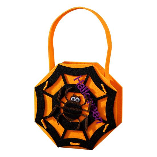 Felt Halloween Handbag Trick or Treat Tote Bag Pumpkin Spider Web Shape Candy Holder for Kids Halloween Party Favors