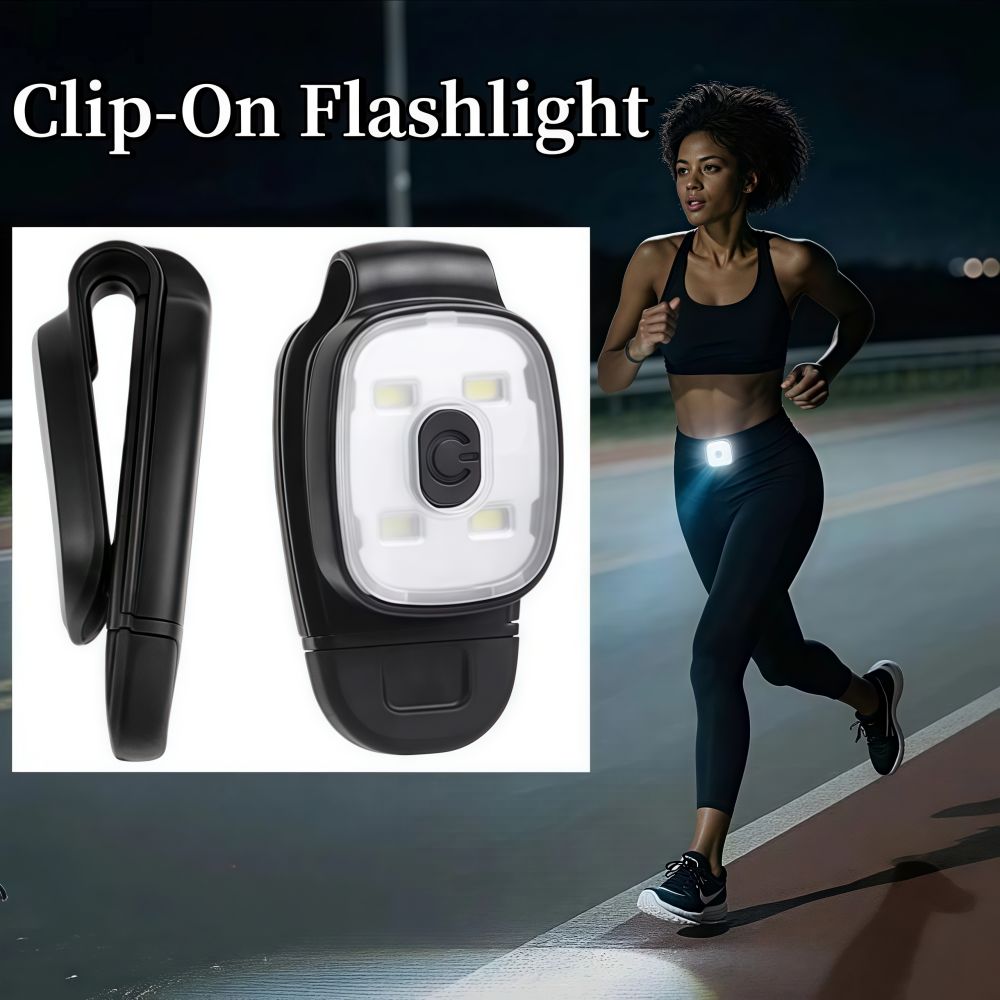 Rechargeable LED Running Lights Super Bright Clip-on Flashlight  Outdoor Hiking