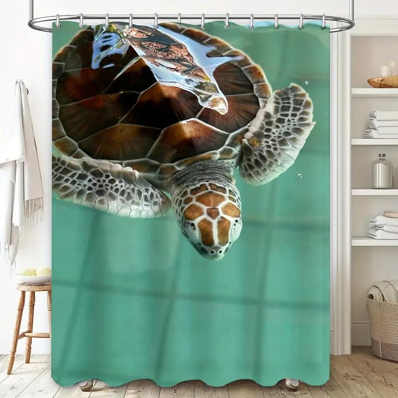 

Sea Turtle Blue Shower Curtain 3D Printed Waterproof Decorative Bath Room Decoration Home Decor Customizable Size Options Availa W60H190(CM)-1 Pcs