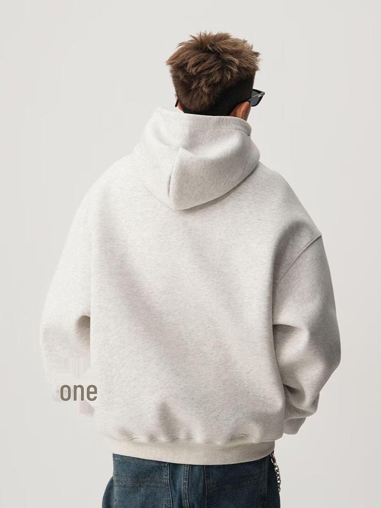 Men's Heavyweight Fleece-Lined Hooded Sweatshirt - Trendy Autumn/Winter Loose Streetwear Hoodie