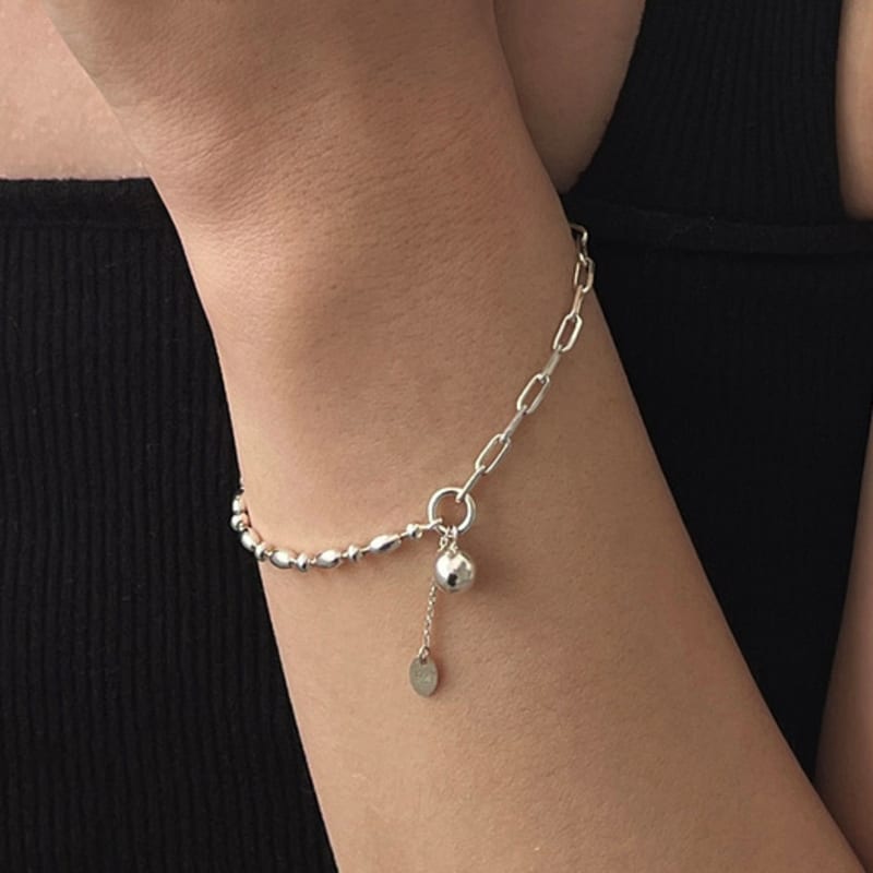 Melliv Silver Ball Point Mix Chain Bracelet_mvb01
