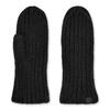 UGG Chunky Rib Fleece and Boa Mittens with One Size Mittens, Women's Logo, Black,