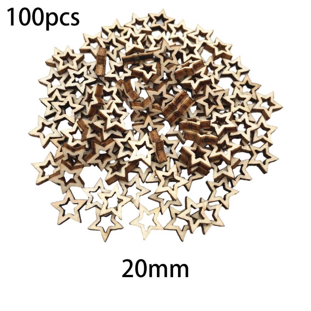 100pc Wooden Hollow Star Shape Scrapbooking Embellishments Natural Wood Slices Unfinished Wood Cut Handmade Decoration Accessory