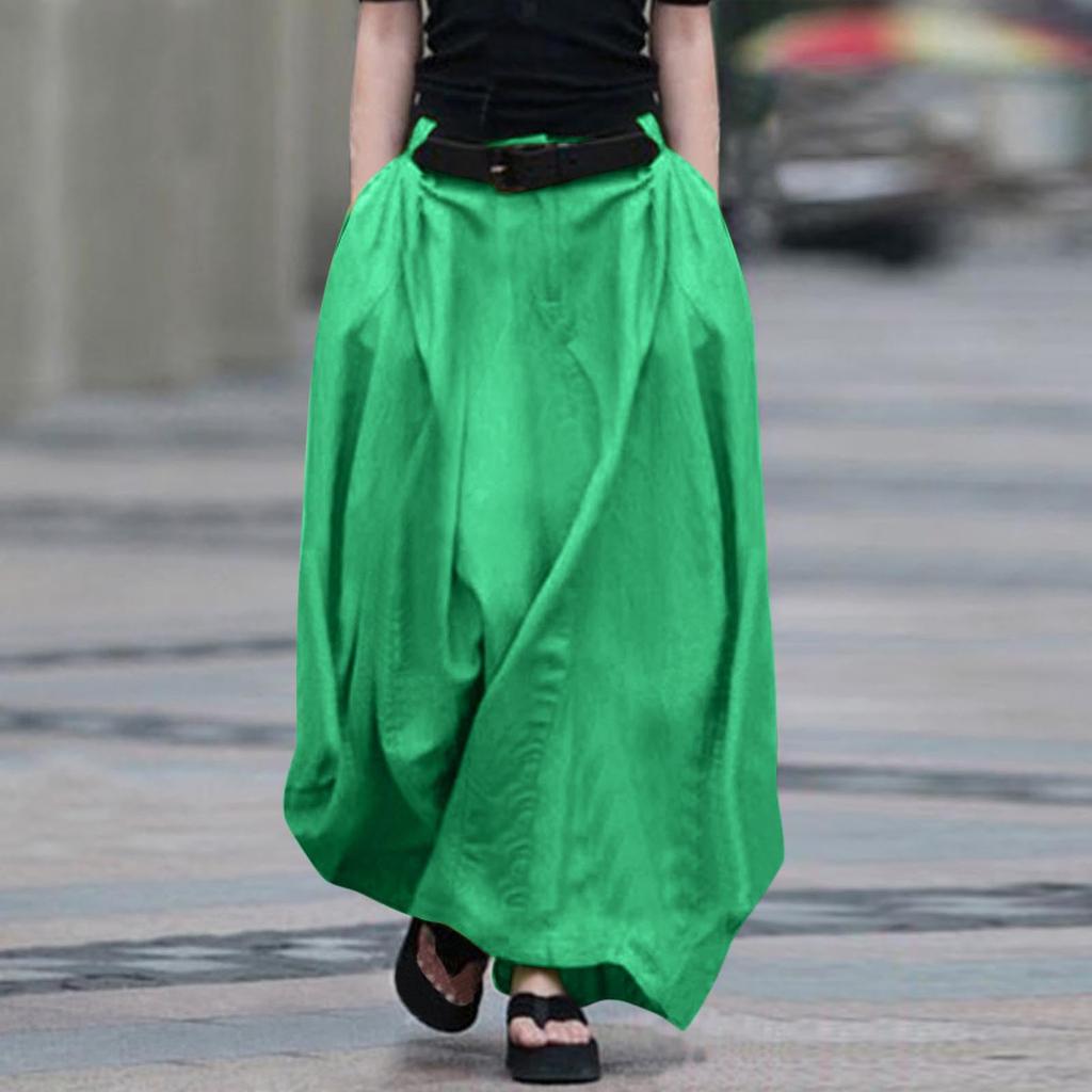Jupe Longue Fluide à Boutons Colorés Mode Femme Jupe Trapèze Taille Haute Mi-longue