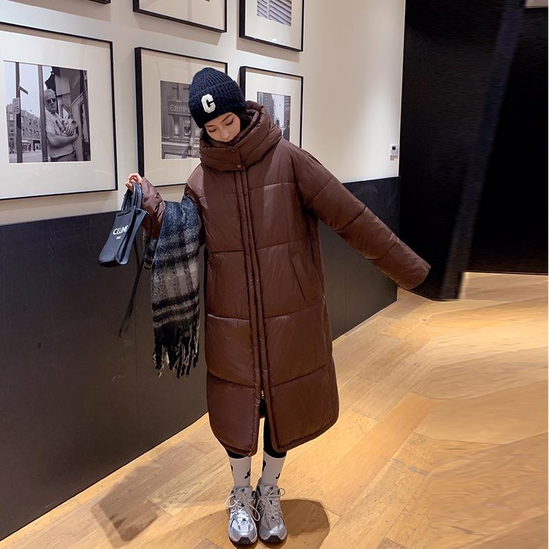 

Женская длинная ветрозащитная теплая зимняя куртка с капюшоном и рукавами реглан XXL кофейный