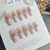 10-Piece Set of S203 Mother-of-Pearl French Nail Tips - Medium Ladder, Pure Style