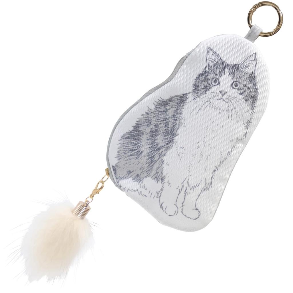 Cat Cat Small Makeup Christmas [Cat All] Die-Cut Pouch, Goods, Gift, Items, Pouch, (Gray), Birthday,