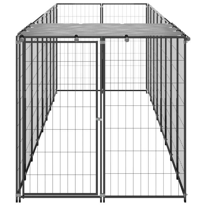VidaXL Black Kennel 4.84 M² Steel Enclosure for Puppies Cage Dogs Outdoor 3082200